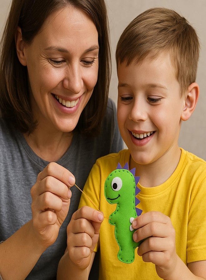 iCraft DIY Felt Keychain Kit for Kids - Easy Sew Plush Craft for Fine Motor Skills & Parent-Child Fun - Ages 6-12 (Dinosaur) - Image 3